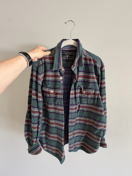 True Grit Other - True Grit Men's Green Striped Shirt Jacket with Multicolor Accents